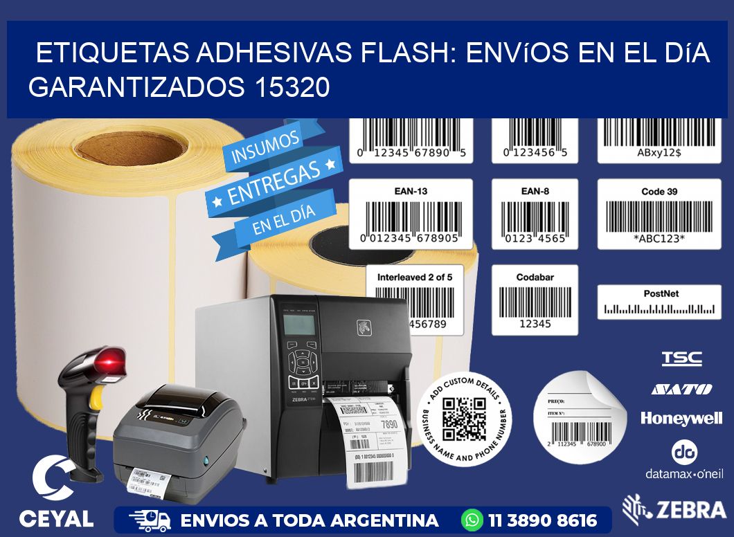 Etiquetas adhesivas Flash: Envíos en el Día Garantizados 15320