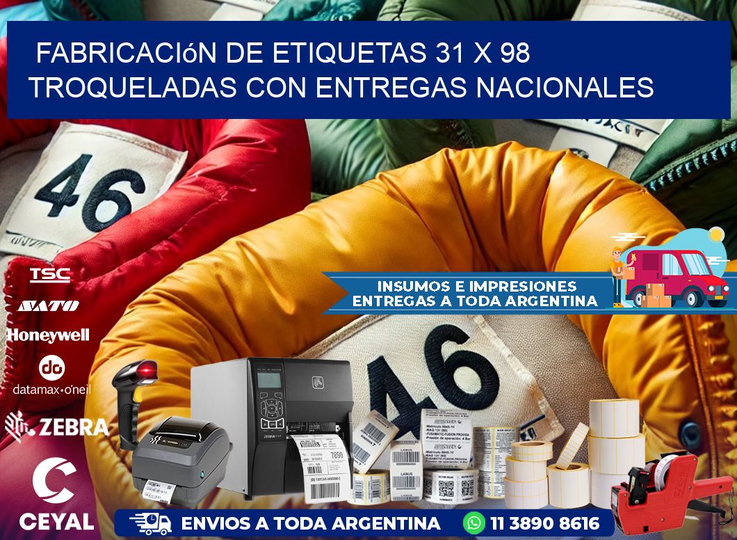 Fabricación de etiquetas 31 x 98 troqueladas con entregas nacionales