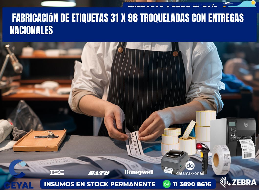 Fabricación de etiquetas 31 x 98 troqueladas con entregas nacionales