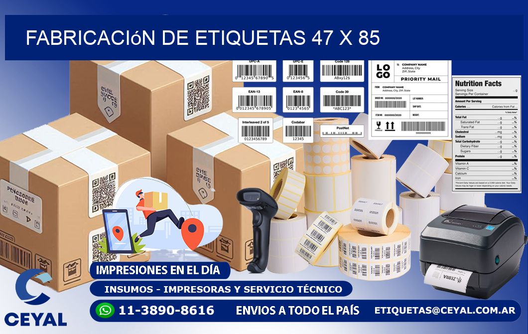 Fabricación de etiquetas 47 x 85