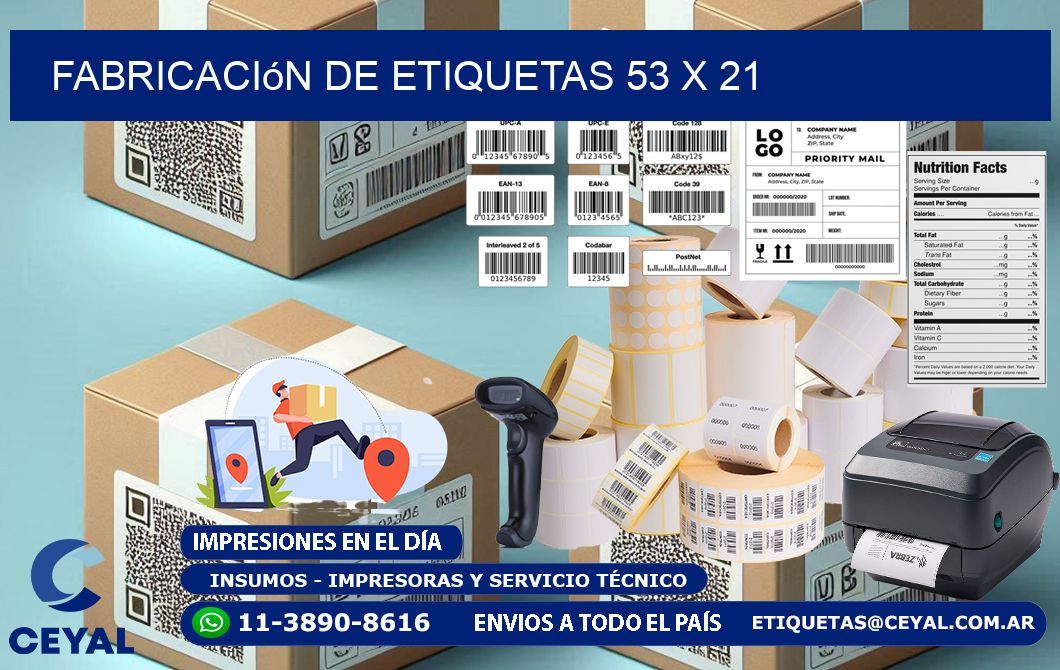 Fabricación de etiquetas 53 x 21