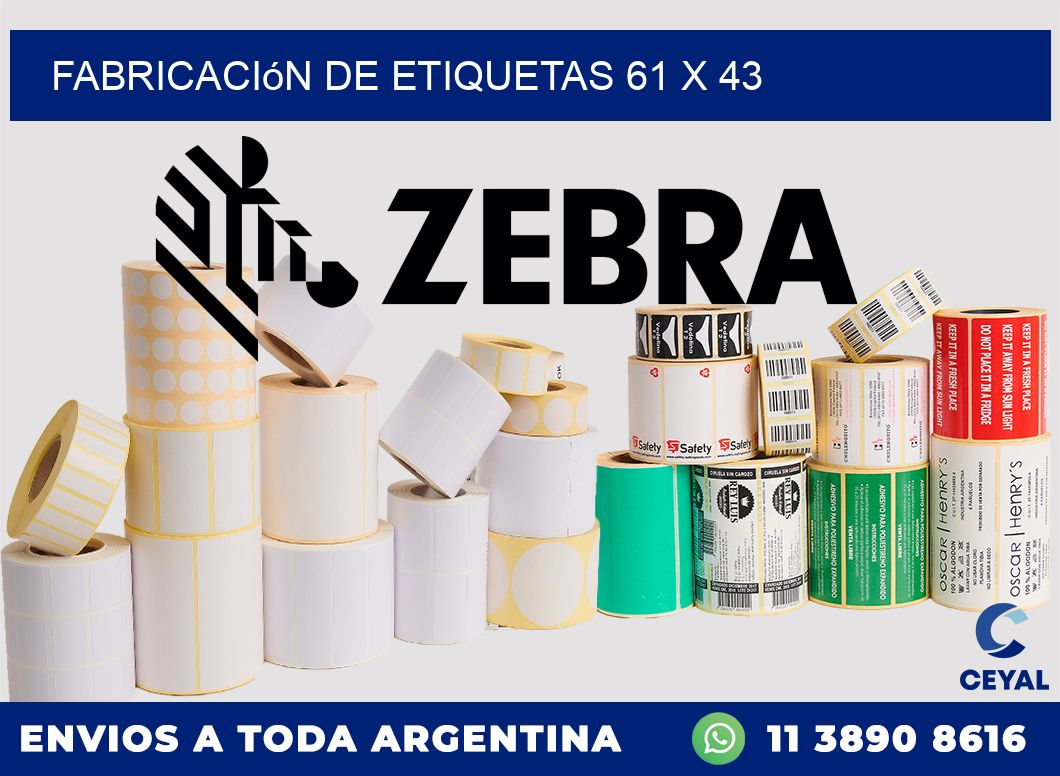 Fabricación de etiquetas 61 x 43