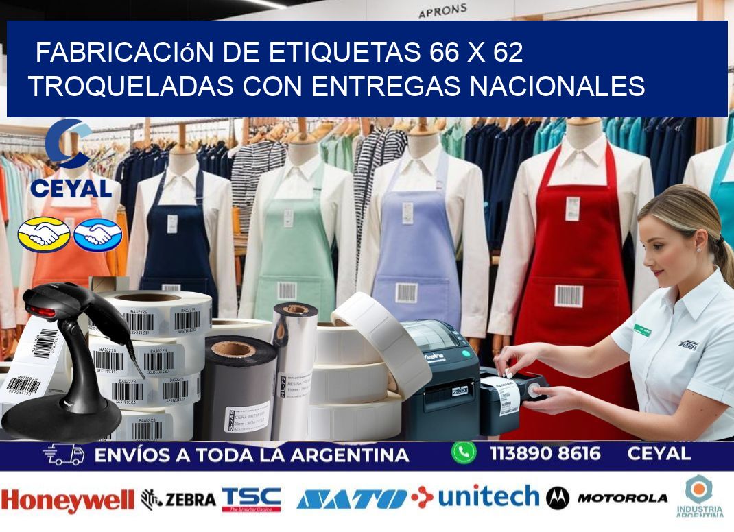 Fabricación de etiquetas 66 x 62 troqueladas con entregas nacionales
