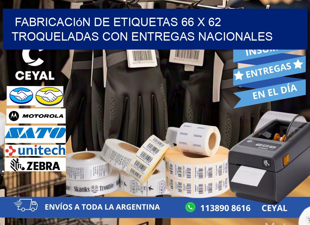 Fabricación de etiquetas 66 x 62 troqueladas con entregas nacionales