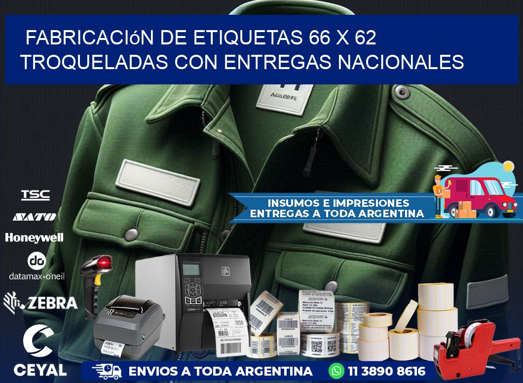 Fabricación de etiquetas 66 x 62 troqueladas con entregas nacionales