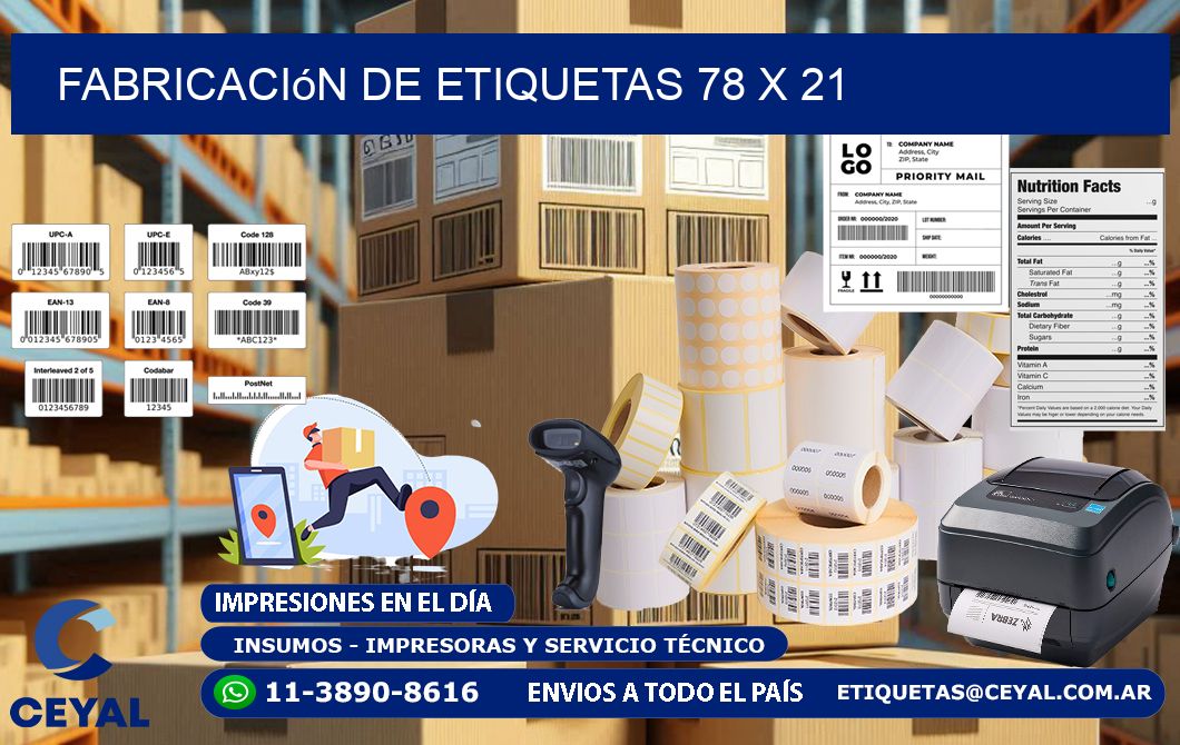 Fabricación de etiquetas 78 x 21