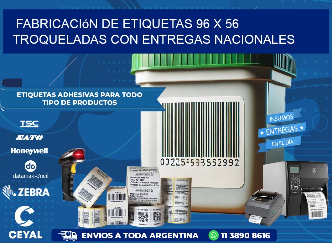 Fabricación de etiquetas 96 x 56 troqueladas con entregas nacionales
