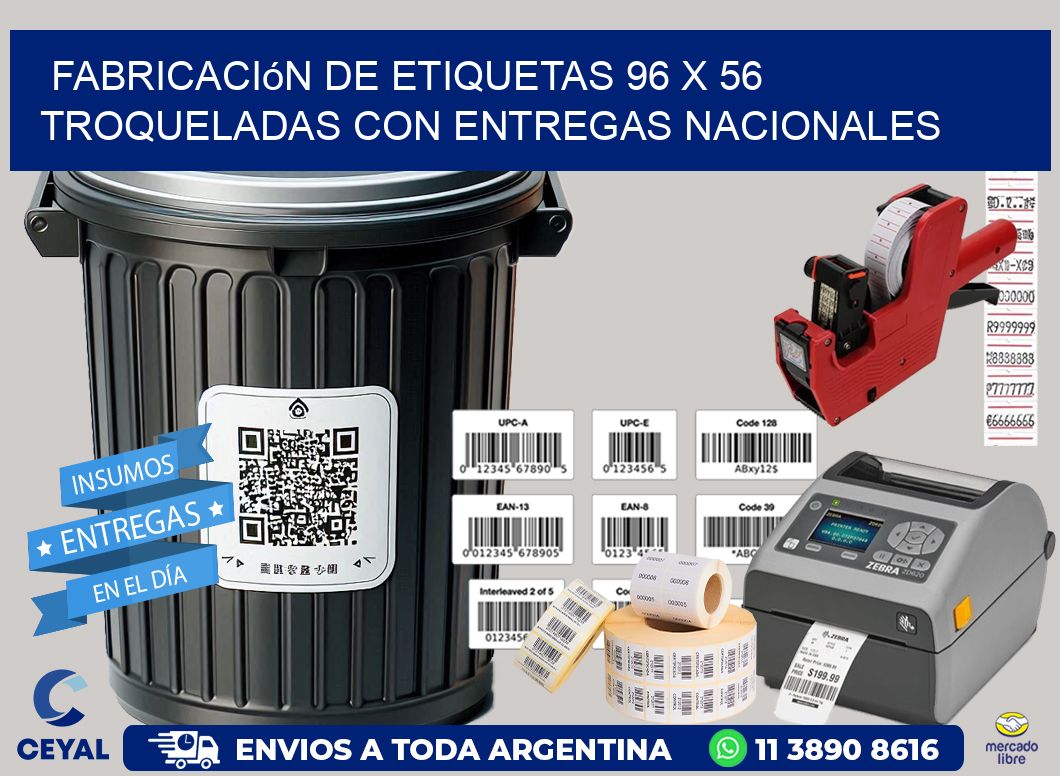 Fabricación de etiquetas 96 x 56 troqueladas con entregas nacionales