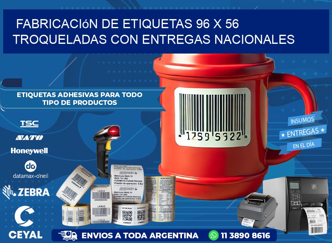Fabricación de etiquetas 96 x 56 troqueladas con entregas nacionales