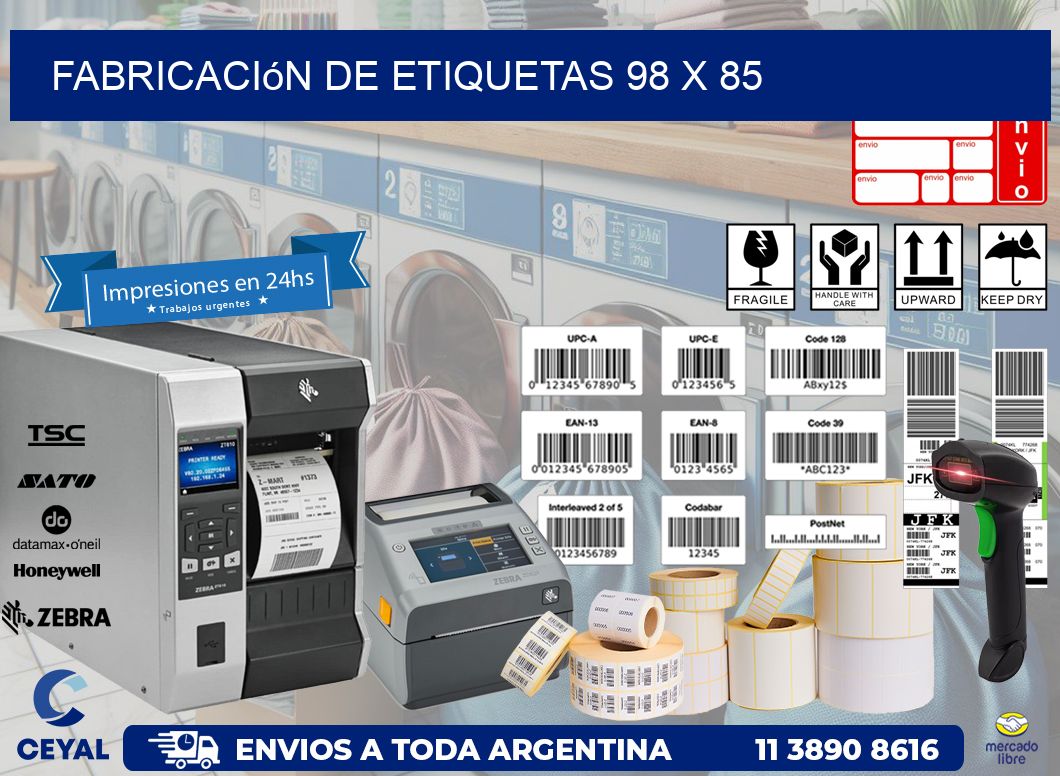 Fabricación de etiquetas 98 x 85