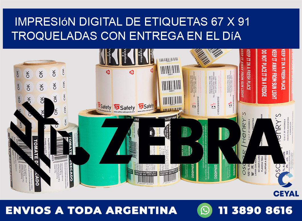 Impresión digital de etiquetas 67 x 91 troqueladas con entrega en el día