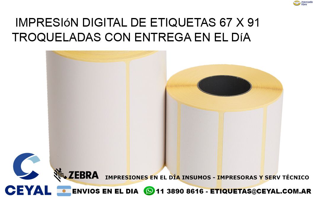 Impresión digital de etiquetas 67 x 91 troqueladas con entrega en el día