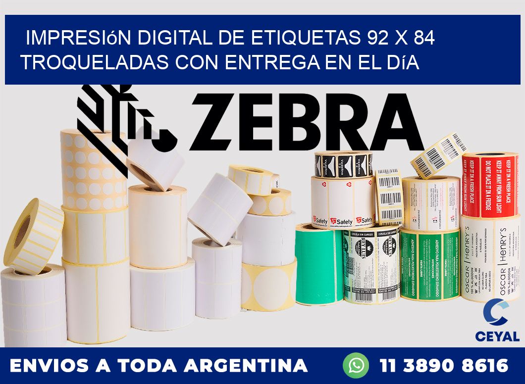 Impresión digital de etiquetas 92 x 84 troqueladas con entrega en el día