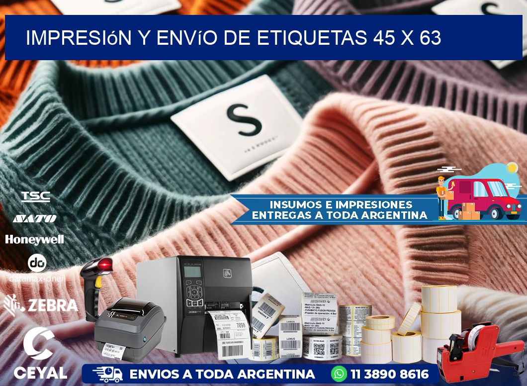 Impresión y envío de etiquetas 45 x 63
