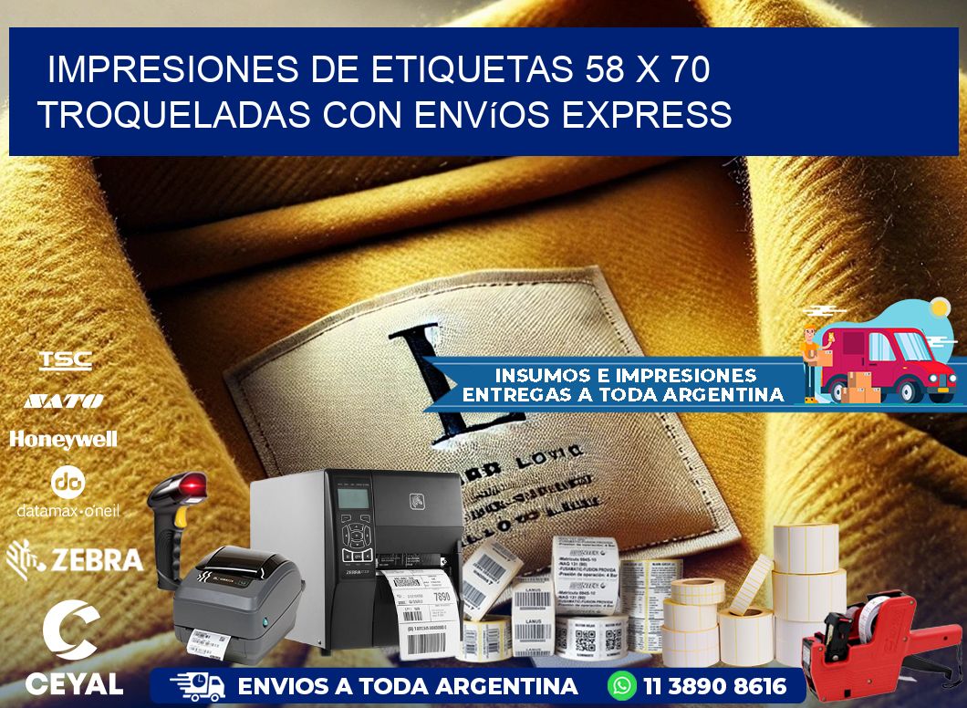 Impresiones de etiquetas 58 x 70 troqueladas con envíos express