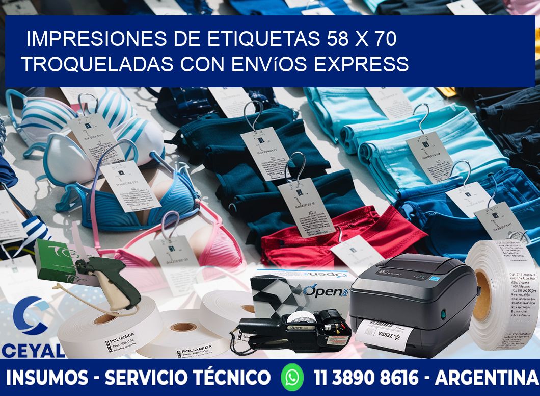 Impresiones de etiquetas 58 x 70 troqueladas con envíos express