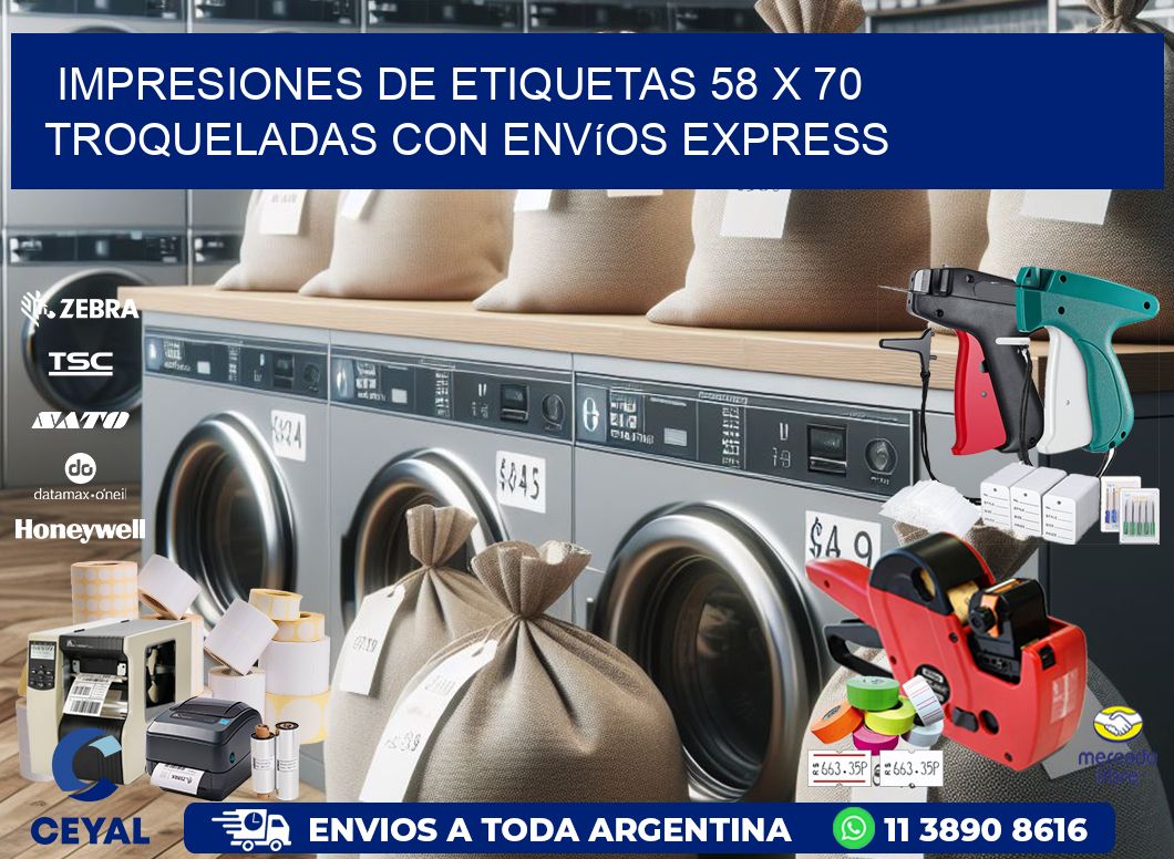 Impresiones de etiquetas 58 x 70 troqueladas con envíos express