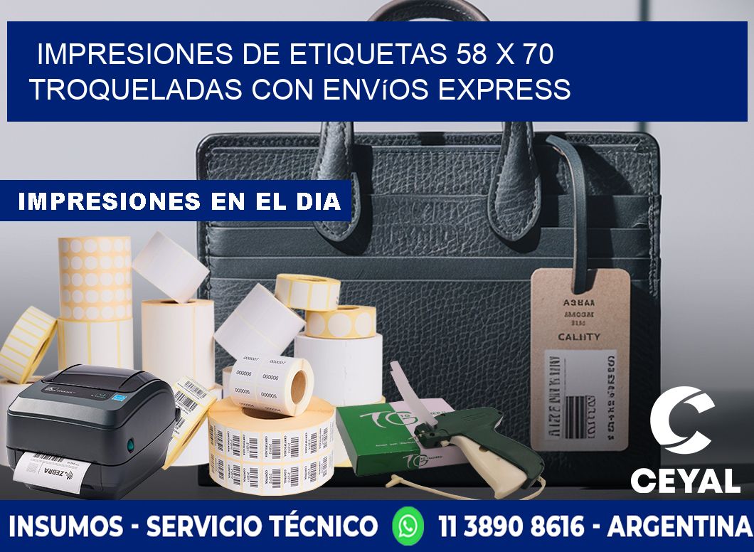 Impresiones de etiquetas 58 x 70 troqueladas con envíos express