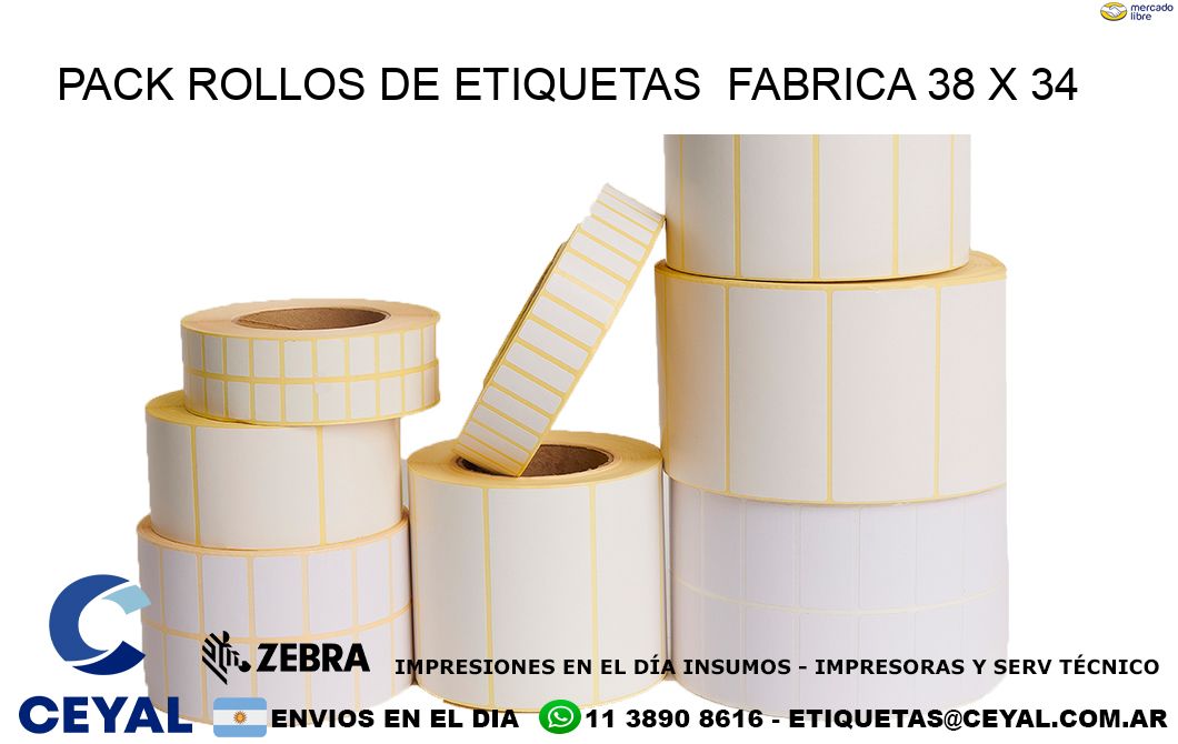Pack ROLLOS DE ETIQUETAS  FABRICA 38 x 34