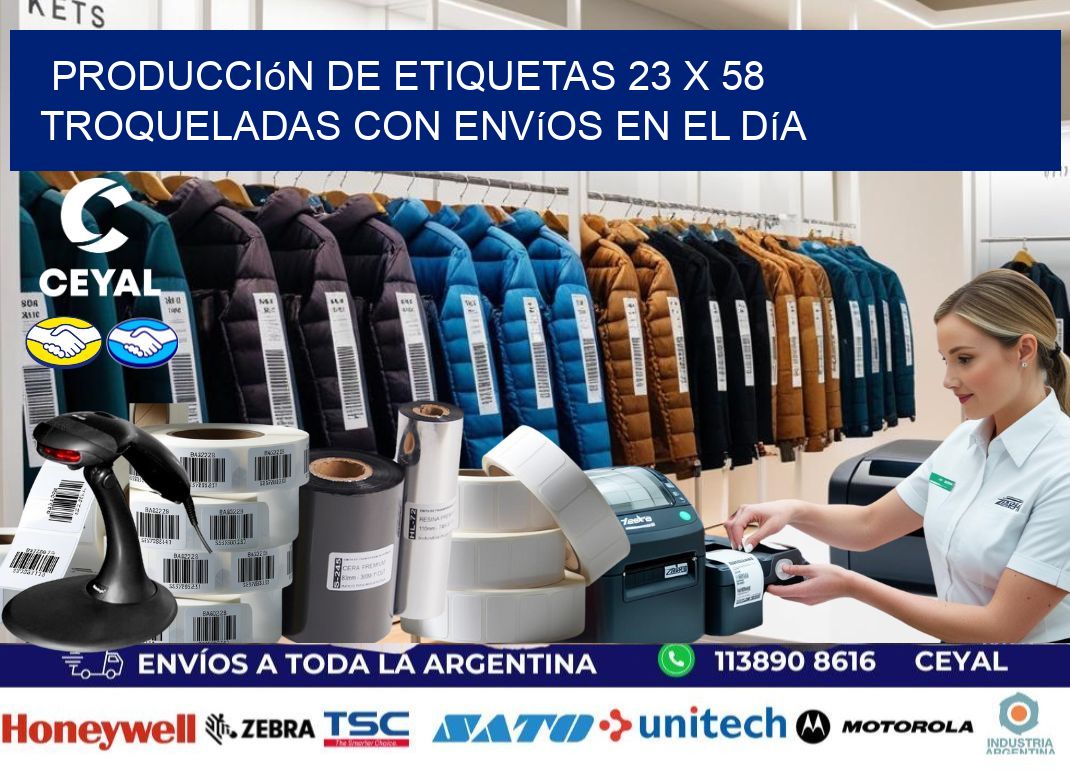 Producción de etiquetas 23 x 58 troqueladas con envíos en el día
