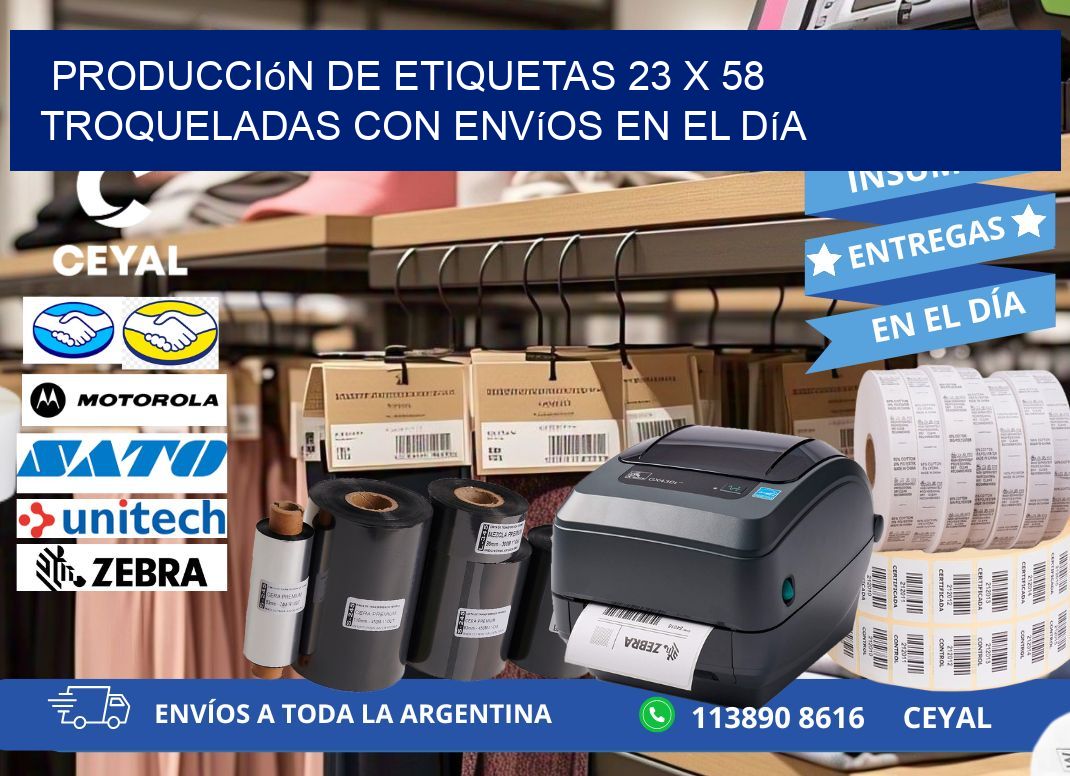 Producción de etiquetas 23 x 58 troqueladas con envíos en el día