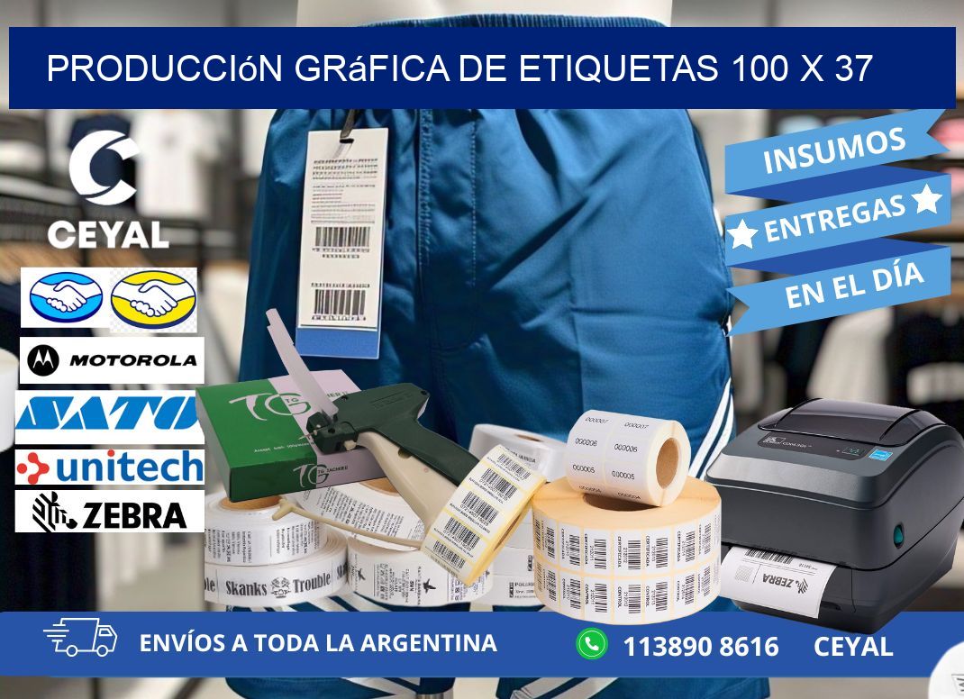 Producción gráfica de etiquetas 100 x 37