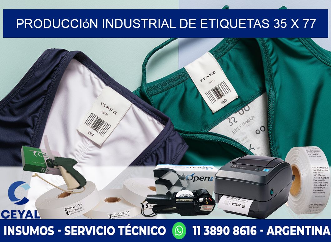 Producción industrial de etiquetas 35 x 77