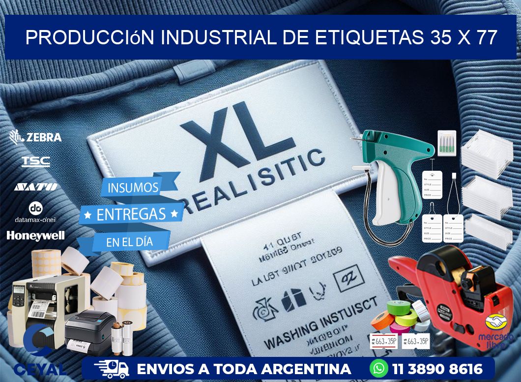 Producción industrial de etiquetas 35 x 77