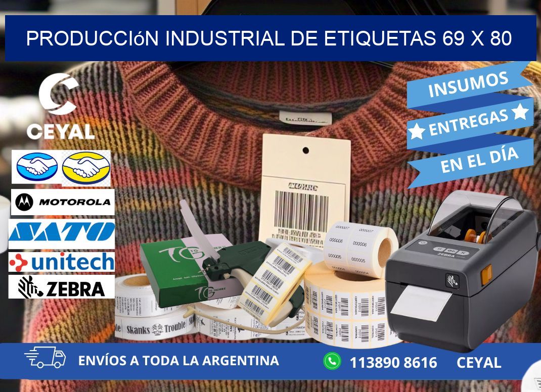 Producción industrial de etiquetas 69 x 80