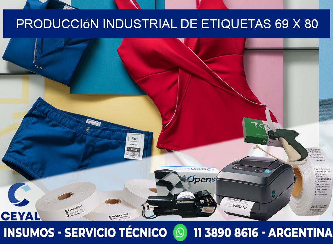 Producción industrial de etiquetas 69 x 80