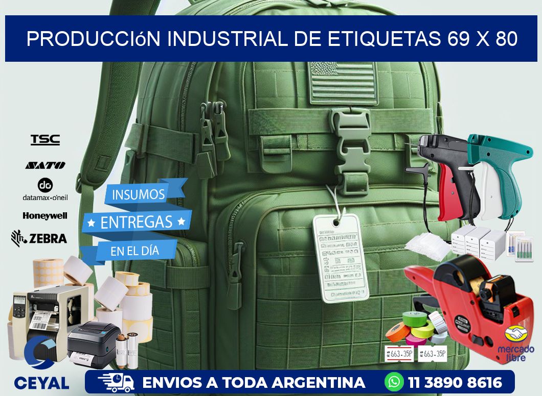 Producción industrial de etiquetas 69 x 80