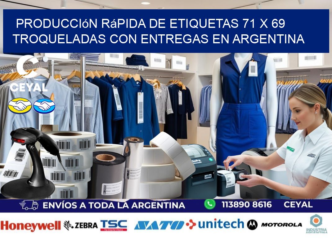 Producción rápida de etiquetas 71 x 69 troqueladas con entregas en Argentina