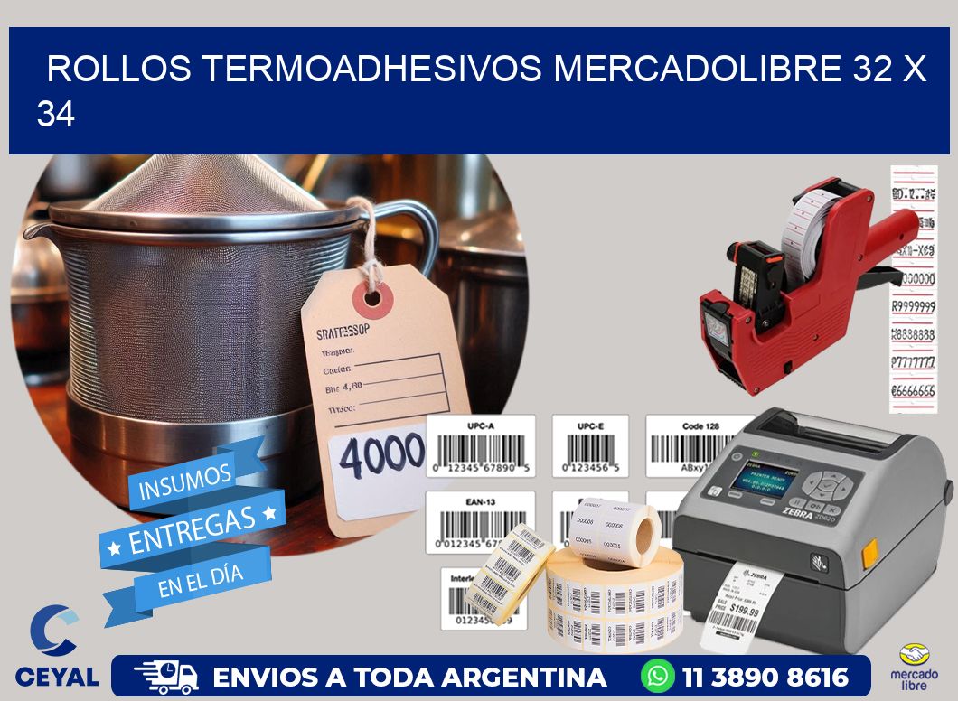 ROLLOS TERMOADHESIVOS MERCADOLIBRE 32 x 34