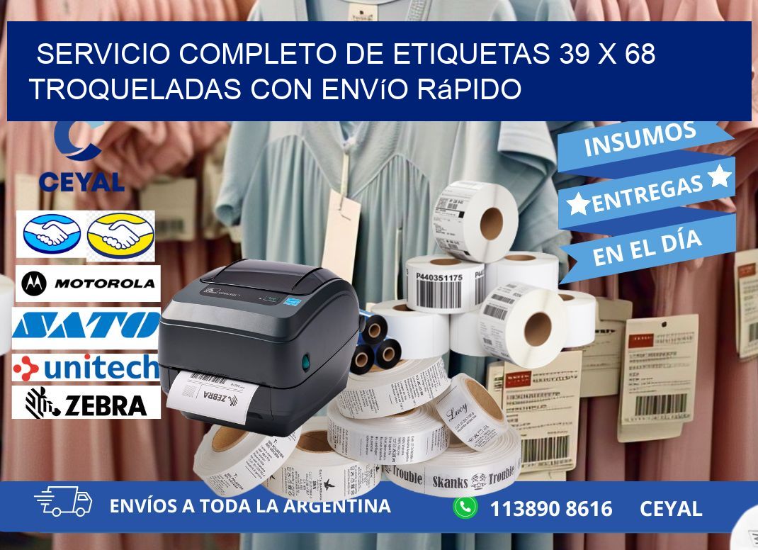 Servicio completo de etiquetas 39 x 68 troqueladas con envío rápido