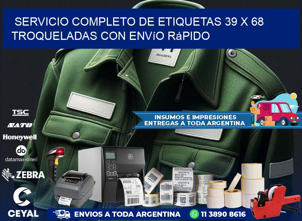 Servicio completo de etiquetas 39 x 68 troqueladas con envío rápido