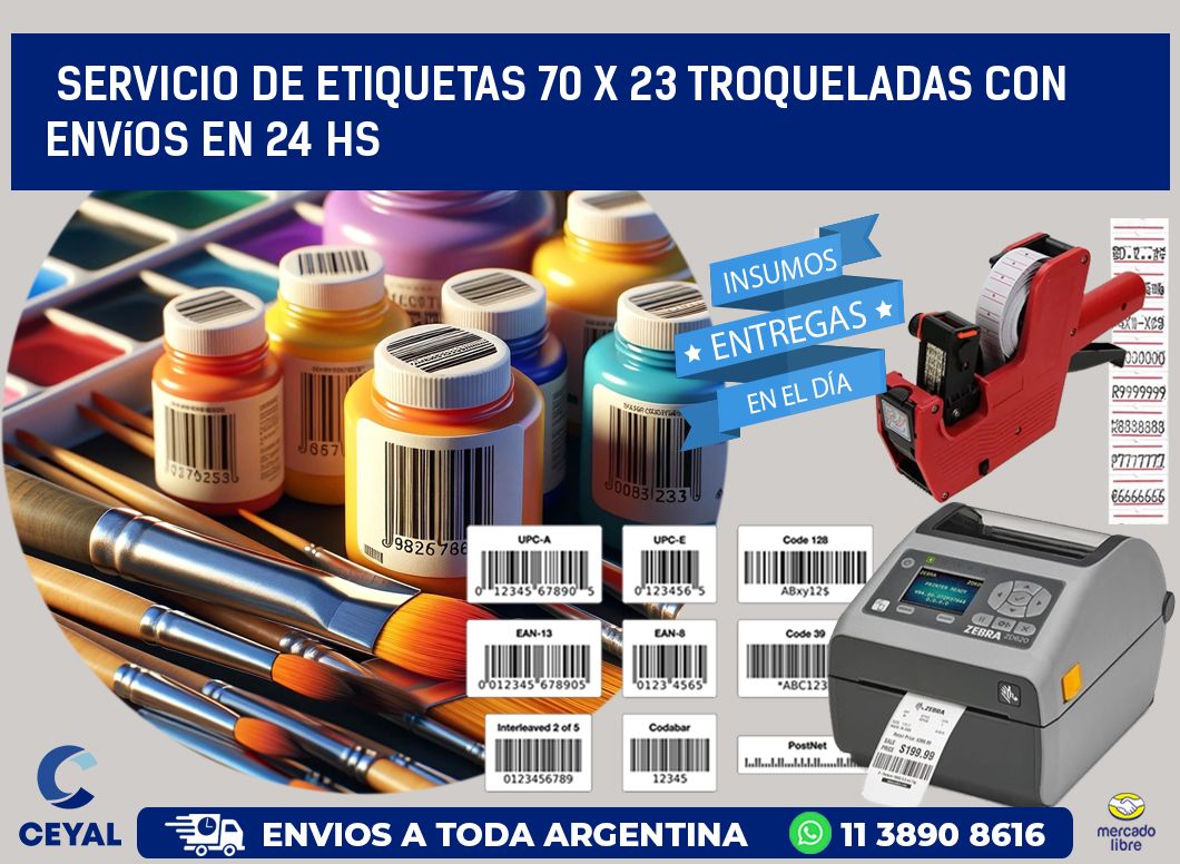 Servicio de etiquetas 70 x 23 troqueladas con envíos en 24 hs