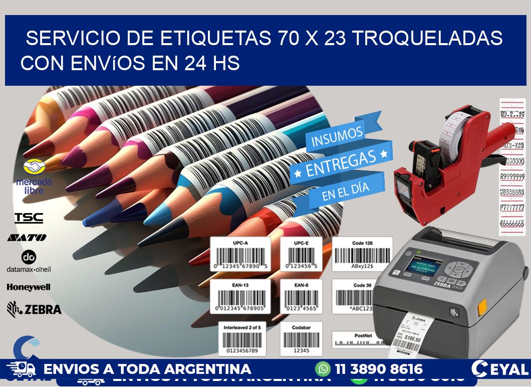 Servicio de etiquetas 70 x 23 troqueladas con envíos en 24 hs
