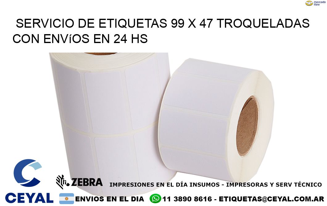 Servicio de etiquetas 99 x 47 troqueladas con envíos en 24 hs