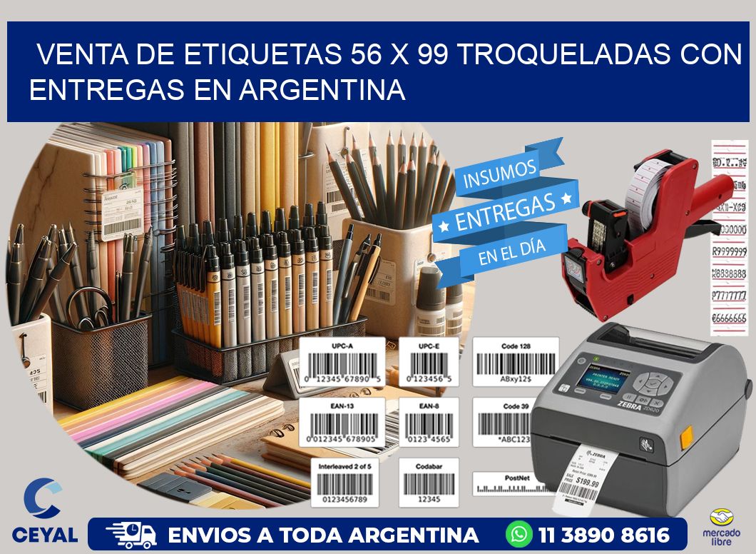 Venta de etiquetas 56 x 99 troqueladas con entregas en Argentina