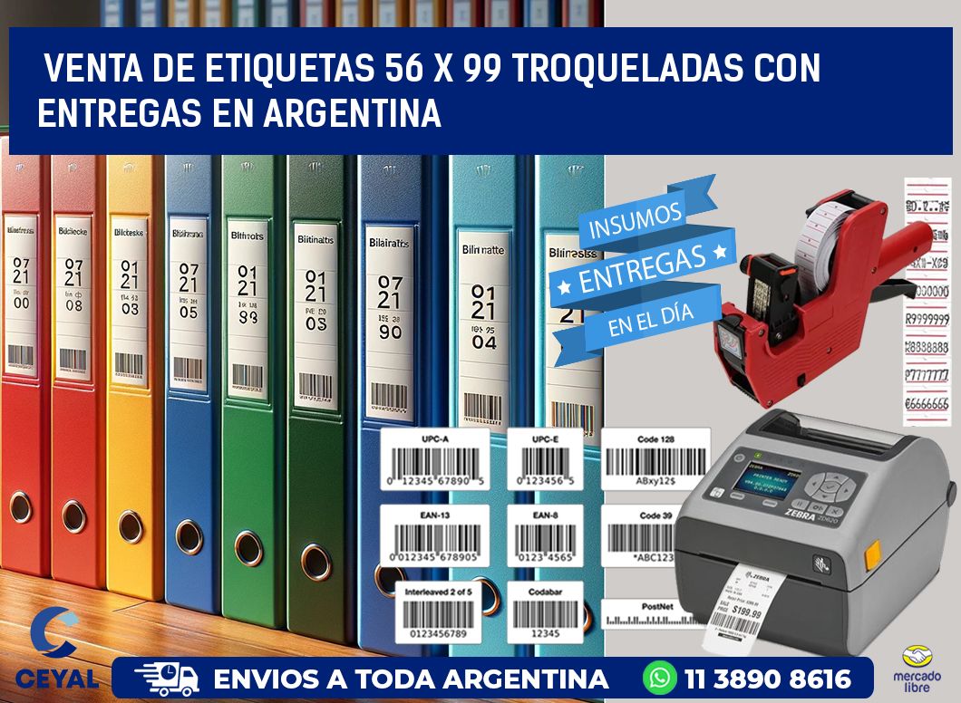 Venta de etiquetas 56 x 99 troqueladas con entregas en Argentina