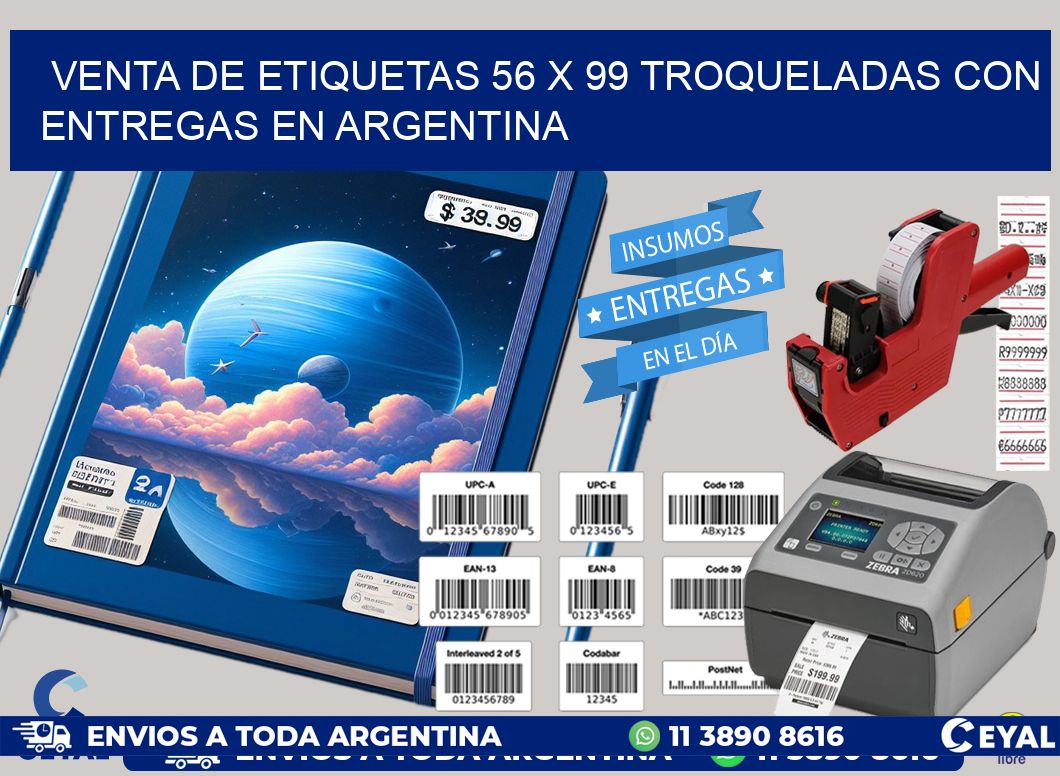 Venta de etiquetas 56 x 99 troqueladas con entregas en Argentina