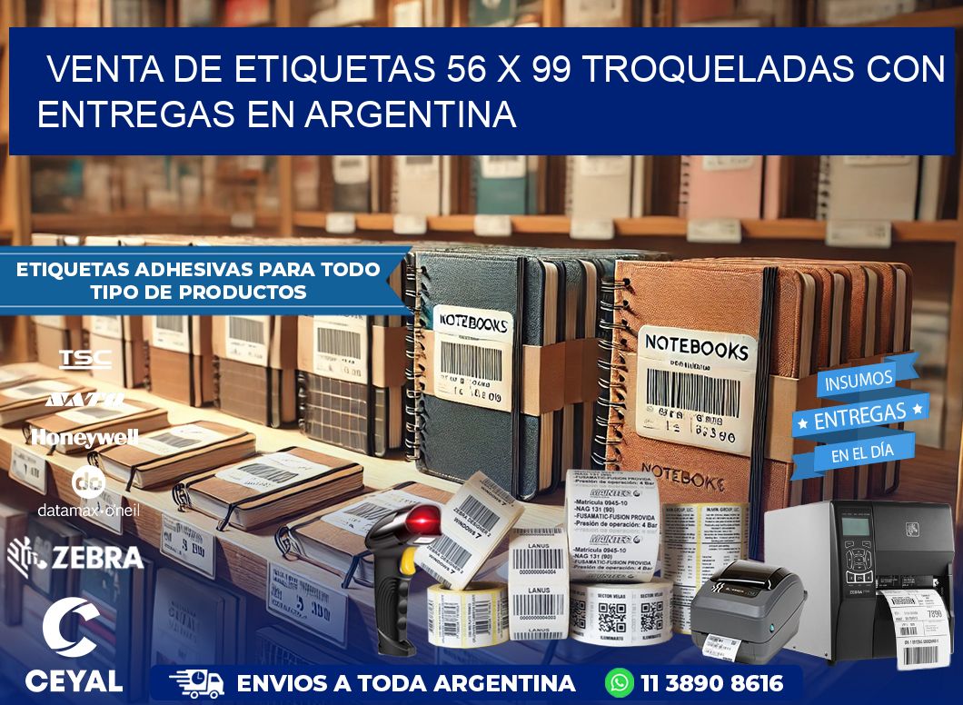 Venta de etiquetas 56 x 99 troqueladas con entregas en Argentina