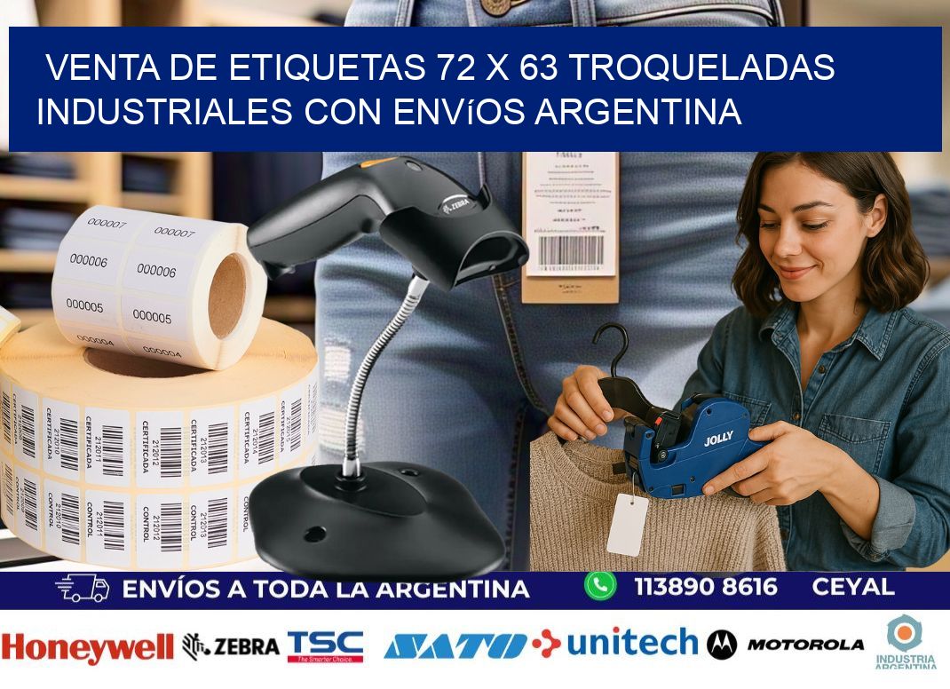 Venta de etiquetas 72 x 63 troqueladas industriales con envíos Argentina