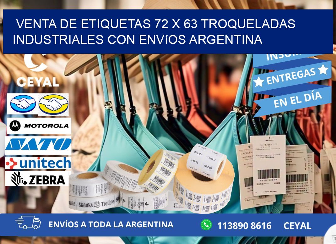 Venta de etiquetas 72 x 63 troqueladas industriales con envíos Argentina