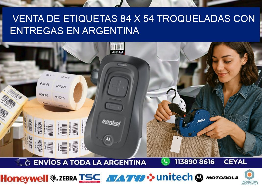 Venta de etiquetas 84 x 54 troqueladas con entregas en Argentina