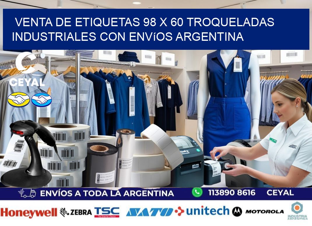 Venta de etiquetas 98 x 60 troqueladas industriales con envíos Argentina