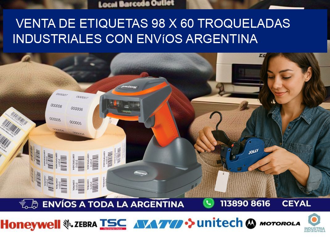 Venta de etiquetas 98 x 60 troqueladas industriales con envíos Argentina