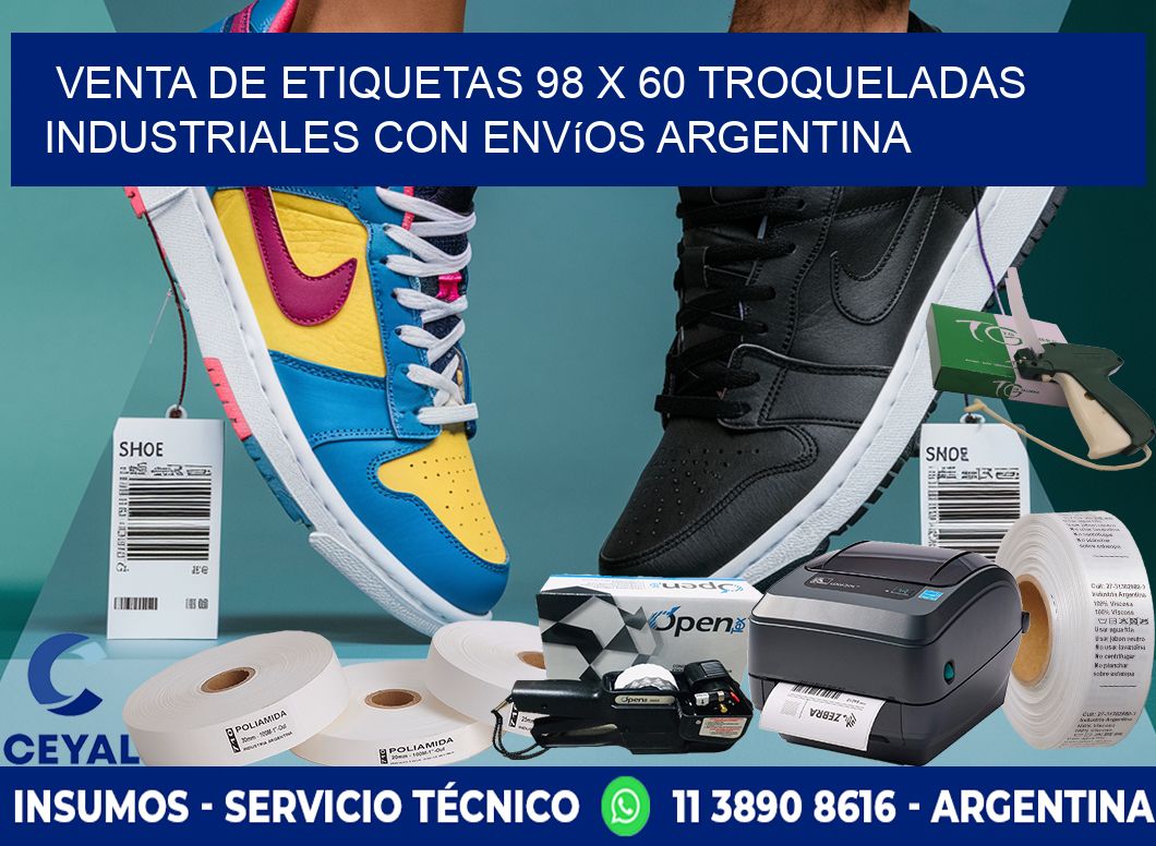 Venta de etiquetas 98 x 60 troqueladas industriales con envíos Argentina