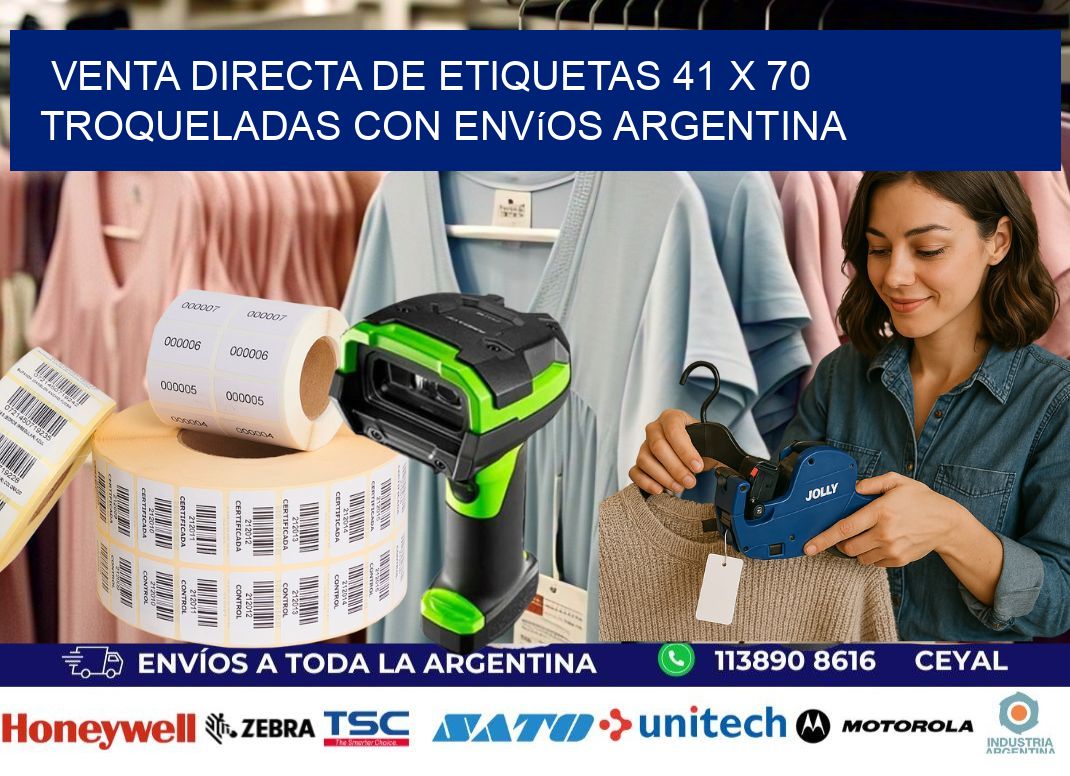 Venta directa de etiquetas 41 x 70 troqueladas con envíos Argentina