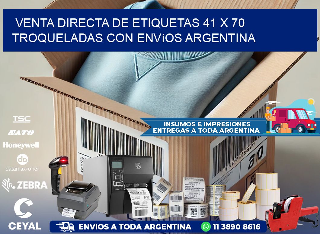 Venta directa de etiquetas 41 x 70 troqueladas con envíos Argentina
